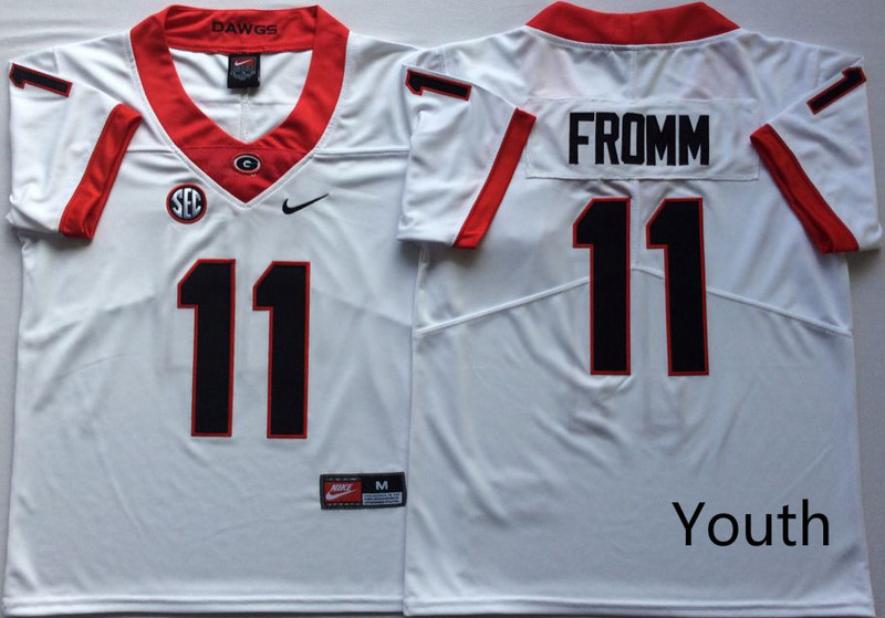 Youth Georgia Bulldogs 11 Jake Fromm White Youth Nike College Football Jersey Youth Georgia Bulldogs 11 Jake Fromm White Youth Nike College Football Jersey