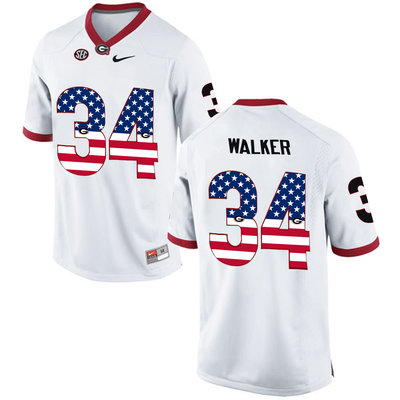 Georgia Bulldogs 34 Herchel Walker White USA Flag College Football Jersey