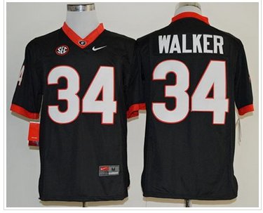 Bulldogs #34 Herschel Walker Black Limited SEC Patch Stitched NCAA Jersey