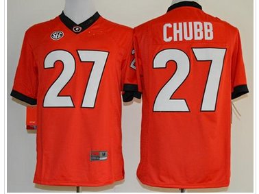Georgia Bulldogs #27 Nick Chubb Red Limited Stitched NCAA Jersey