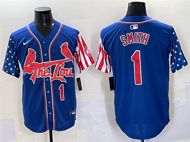 Men's St.Louis Cardinals #1 Ozzie Smith Royal Independence Day Vapor Premier Limited Stitched Baseball Jersey