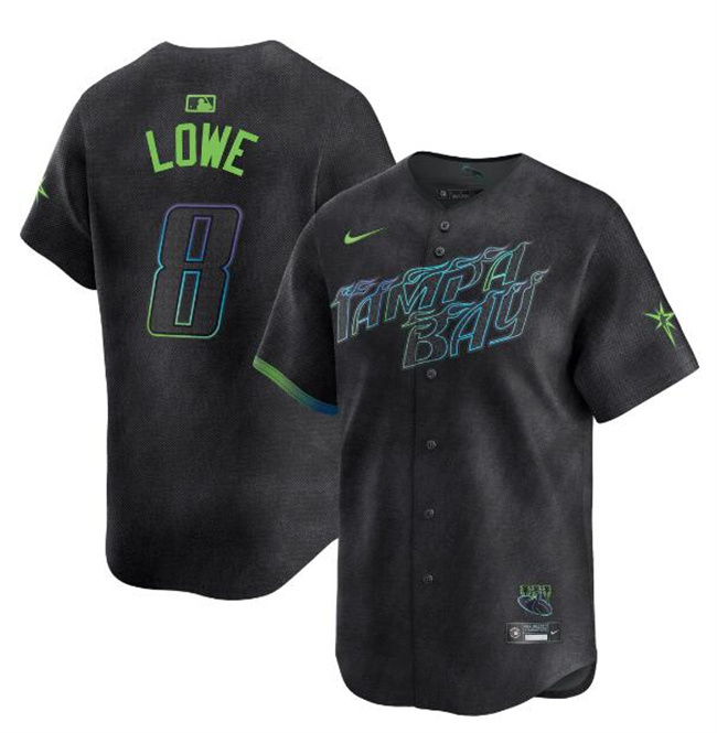Youth Tampa Bay Rays #8 Brandon Lowe Charcoal 2024 City Connect Limited Stitched Baseball Jersey Youth Tampa Bay Rays #8 Brandon Lowe Charcoal 2024 City Connect Limited Stitched Baseball Jersey