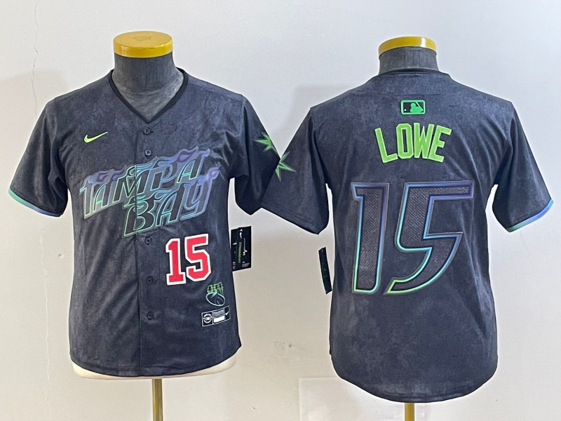 Youth Tampa Bay Rays #15 Josh Lowe Charcoal 2024 City Connect Limited Stitched Baseball Jersey(Run Small) 4 Youth Tampa Bay Rays #15 Josh Lowe Charcoal 2024 City Connect Limited Stitched Baseball Jersey(Run Small) 4