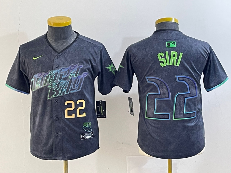 Youth Tampa Bay Rays #22 Jose Siri Charcoal 2024 City Connect Limited Stitched Baseball Jersey 4