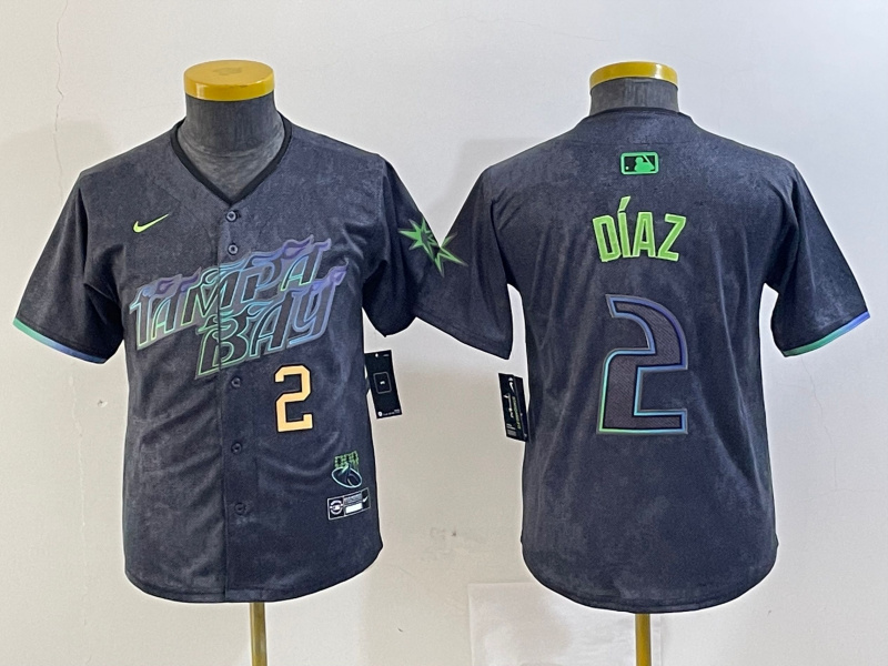 Youth Tampa Bay Rays #2 Yandy Díaz Charcoal 2024 City Connect Limited Stitched Baseball Jersey 1 Youth Tampa Bay Rays #2 Yandy Díaz Charcoal 2024 City Connect Limited Stitched Baseball Jersey 1