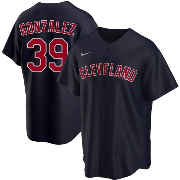Men's Cleveland Guardians #39 Oscar González Navy Cool Base Stitched Jersey Men's Cleveland Guardians #39 Oscar González Navy Cool Base Stitched Jersey