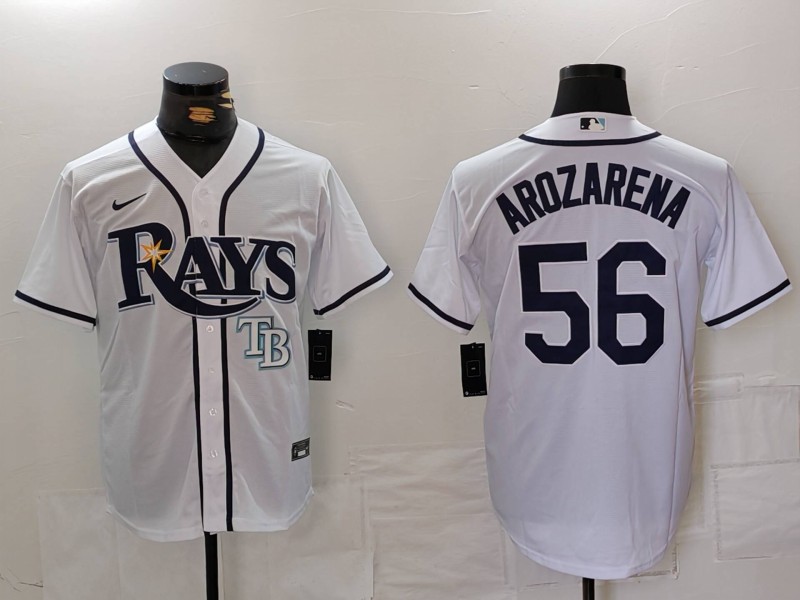 Men's Tampa Bay Rays #56 Randy Arozarena White Cool Base Stitched Baseball Jersey