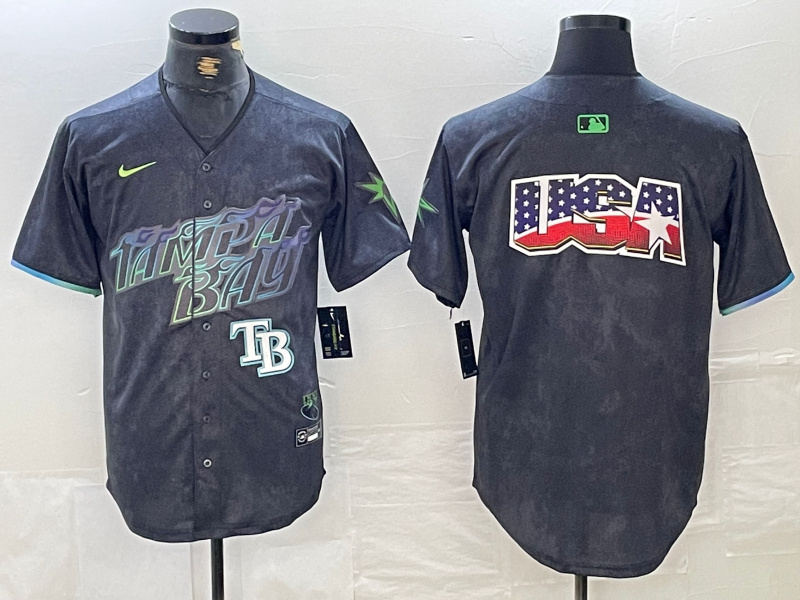 Men's Tampa Bay Rays Team Big Logo Charcoal 2024 City Connect Limited Stitched Baseball JerseyS