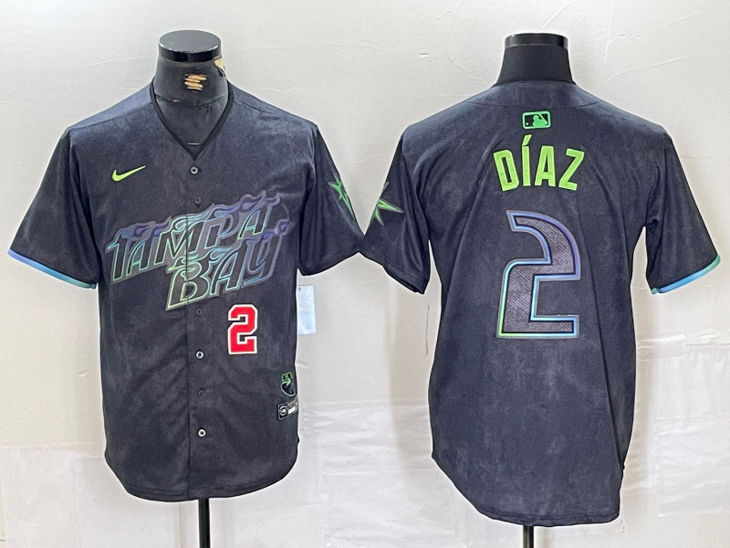 Men's Tampa Bay Rays #2 Yandy Díaz Charcoal 2024 City Connect Limited Stitched Baseball Jersey