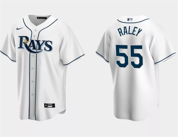 Men's Tampa Bay Rays #55 Luke Raley White Cool Base Stitched Baseball Jersey Men's Tampa Bay Rays #55 Luke Raley White Cool Base Stitched Baseball Jersey