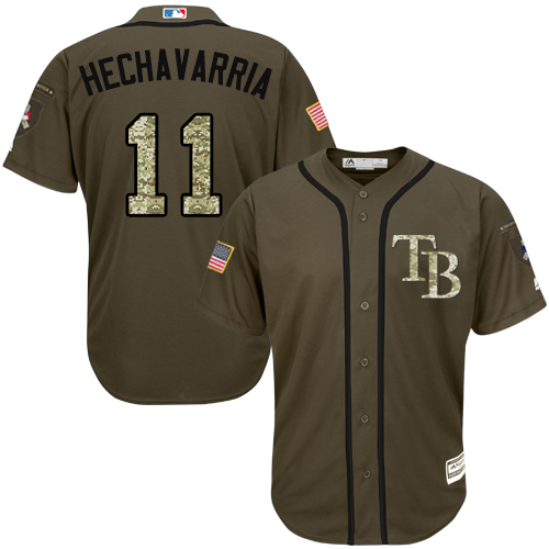 Rays #11 Adeiny Hechavarria Green Salute to Service Stitched Baseball Jersey