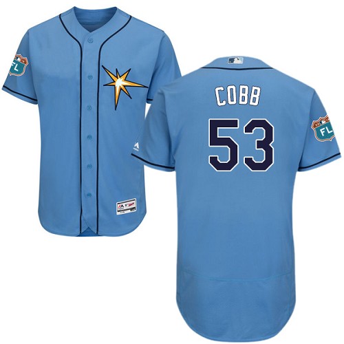 Rays #53 Alex Cobb Light Blue Flexbase Authentic Collection Stitched MLB Jersey