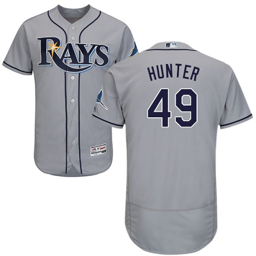 Rays #49 Tommy Hunter Grey Flexbase Authentic Collection Stitched MLB Jersey