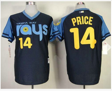Tampa Bay Rays #14 David Price Dark Blue 1970's David Price Turn Back The Clock Stitched Baseball Jersey