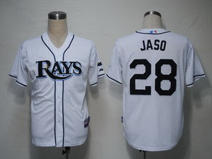 Tampa Bay Rays 28 Jaso White Cool Base