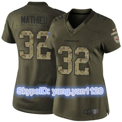 Nike Cardinals #32 Tyrann Mathieu Green Women's Stitched NFL Limited Salute to Service Jersey