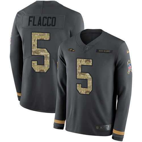 Nike Ravens #5 Joe Flacco Anthracite Salute to Service Youth