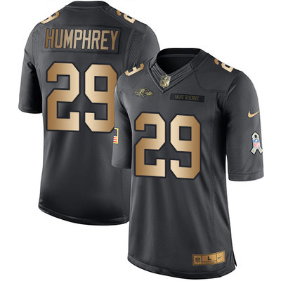 Nike Ravens #29 Marlon Humphrey Black Youth Stitched NFL Limited Gold Salute to Service Jersey