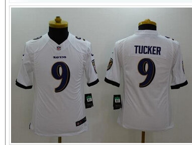 Youth NEW Ravens #9 Justin Tucker White NFL New Limited Jersey