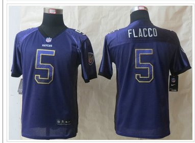 Youth Nike Ravens #5 Joe Flacco Purple Team Color NFL Elite Drift Fashion Jersey