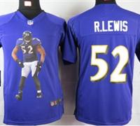 Nike youth Baltimore Ravens #52 R.lewis Purple Portrait Fashion Game Jerseys