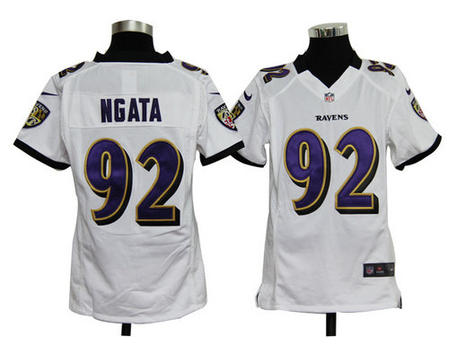 Youth Nike NFL Baltimore Ravens 92 Haloti Ngata White Jerseys