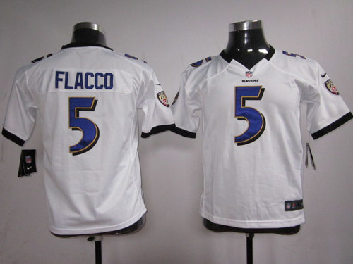 Nike NFL Youth Baltimore Ravens 5 Joe Flacco White Jerseys