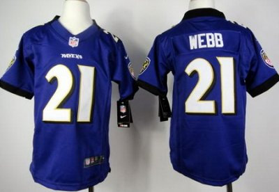 Youth Nike NFL Baltimore Ravens 21 Lardarius Webb Purple Jerseys