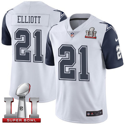 Nike Cowboys #21 Ezekiel Elliott White Youth Stitched NFL Super Bowl LI 51 Limited Rush Jersey Nike Cowboys #21 Ezekiel Elliott White Youth Stitched NFL Super Bowl LI 51 Limited Rush Jersey