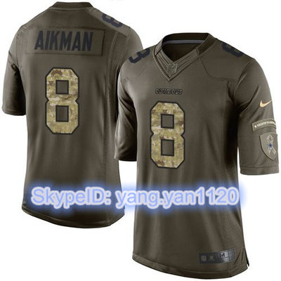 Nike Cowboys #8 Troy Aikman Green Color Youth Stitched NFL Limited Salute to Service Jersey