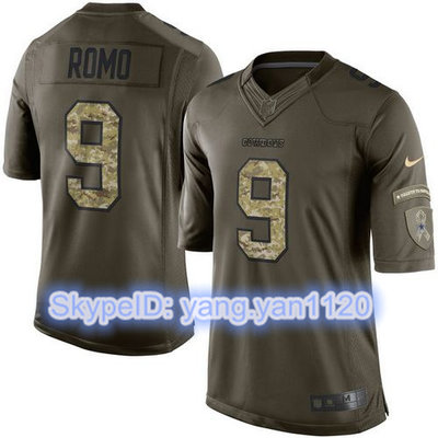 Nike Cowboys #9 Tony Romo Green Color Youth Stitched NFL Limited Salute to Service Jersey