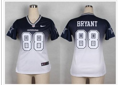 NEW Cowboys #88 Dez Bryant Navy Blue White Women's Stitched NFL Elite Fadeaway Fashion Jersey