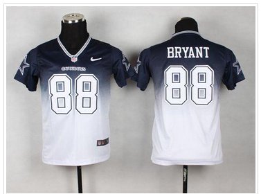 NEW Cowboys #88 Dez Bryant Navy Blue White Youth Stitched NFL Elite Fadeaway Fashion Jersey