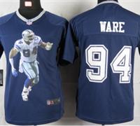Nike youth Dallas Cowboys #94 Ware Blue Portrait Fashion Game Jerseys