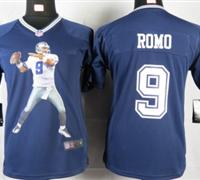 Nike youth Dallas Cowboys #9 Romo Blue Portrait Fashion Game Jerseys