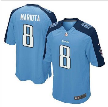 Youth New Titans #8 Marcus Mariota Light Blue Team Color Stitched NFL Elite Jersey