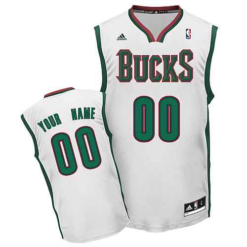 Milwaukee Bucks Custom White Adidas Home Jersey