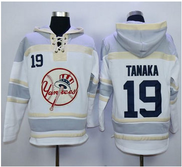 New York Yankees #19 Masahiro Tanaka White Sawyer Hooded Sweatshirt MLB Hoodie