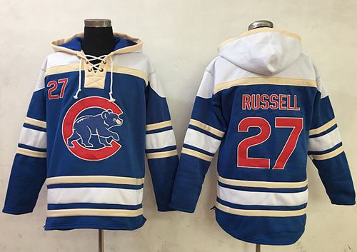 Cubs #27 Addison Russell Blue Sawyer Hooded Sweatshirt MLB Hoodie Cubs #27 Addison Russell Blue Sawyer Hooded Sweatshirt MLB Hoodie