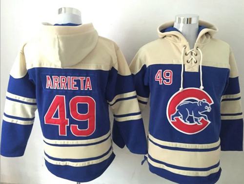 Cubs #49 Jake Arrieta Blue Sawyer Hooded Sweatshirt MLB Hoodie Cubs #49 Jake Arrieta Blue Sawyer Hooded Sweatshirt MLB Hoodie