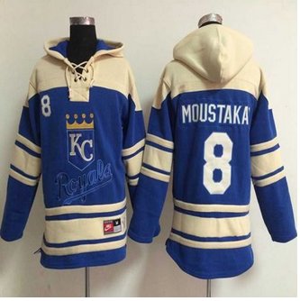Kansas City Royals #8 Mike Moustakas Light Blue Sawyer Hooded Sweatshirt Baseball Hoodie