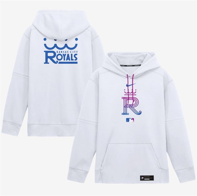 Men's Kansas City Royals White 2026 City Connect Collection Therma-FIT Hoodie