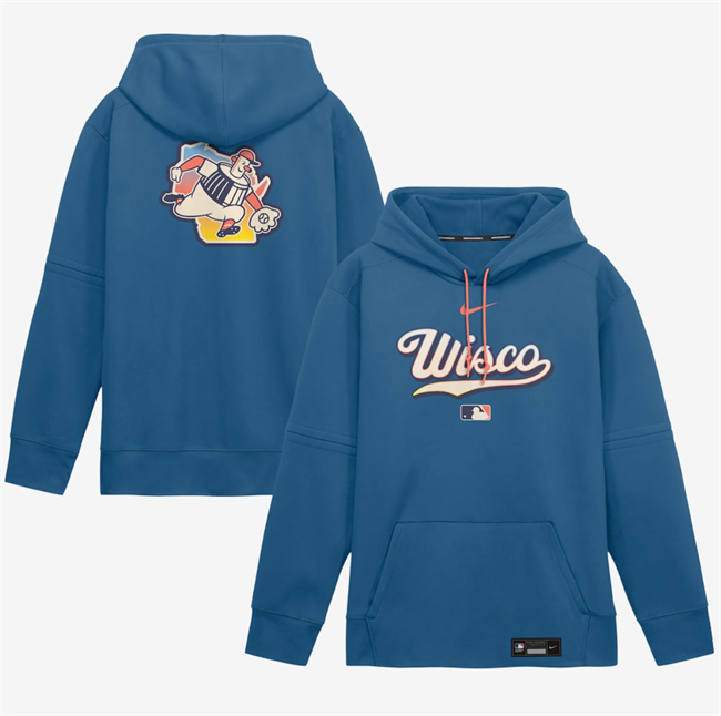 Men's Milwaukee Brewers Blue 2026 City Connect Collection Therma-FIT Hoodie