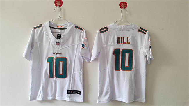 Youth Miami Dolphins #10 Tyreek Hill White 2023 F.U.S.E Vapor Limited Stitched Football Jersey Youth Miami Dolphins #10 Tyreek Hill White 2023 F.U.S.E Vapor Limited Stitched Football Jersey