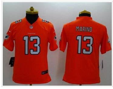 Youth NEW Dolphins #13 Dan Marino Orange Alternate NFL Limited Jersey