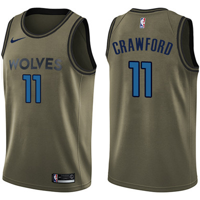 Nike Timberwolves #11 Jamal Crawford Green Salute to Service Youth NBA Swingman Jersey
