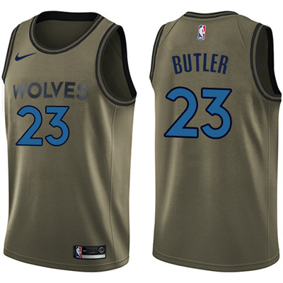Nike Timberwolves #23 Jimmy Butler Green Salute to Service Youth NBA Swingman Jersey
