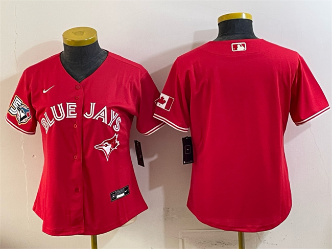 Youth Toronto Blue Jays Blank Red 50 Seasons Patch Stitched Baseball Jersey
