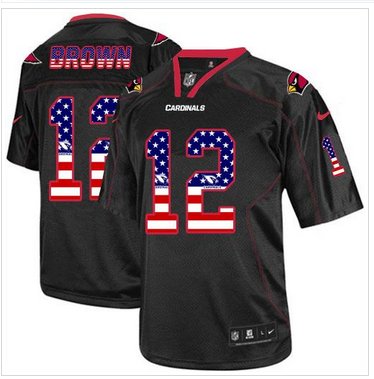 NEW Arizona Cardinals #12 John Brown Black NFL Elite USA Flag Fashion Jersey