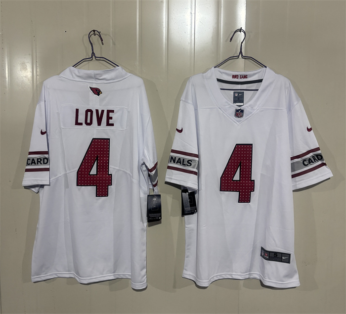 Men's Arizona Cardinals #4 Jeremiyah Love White 2026 Draft Vapor Untouchable Limited Stitched Jersey